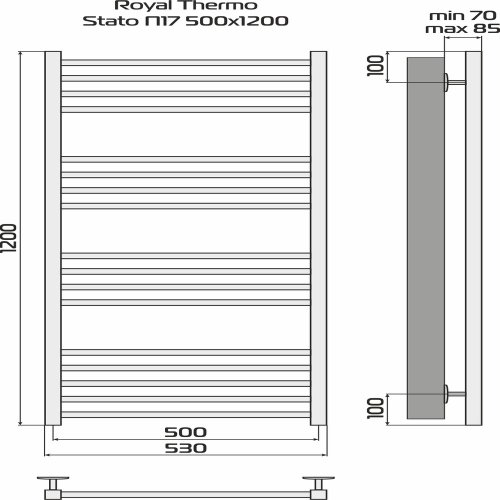 Полотенцесушитель Royal Thermo Stato П17 500х1200 стальной
