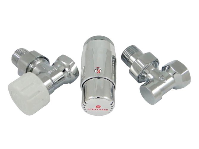 Комплект подключения SCHLOSSER STANDARD MINI 1/2 угловой, хром, с термоголовкой MINI М30х1,5