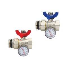 Кран шаровой VARMEGA, НР-ВР 1x1, с разъемным соединением, с термометром, комплект_2 шт