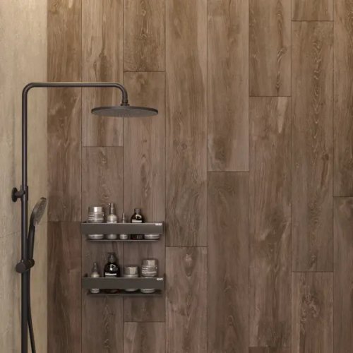 Глазурованный керамогранит Creanza Neck Wood Wenge 20x120 см 1.44 м² матовый цвет темно-коричневый