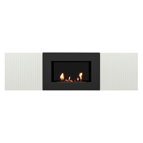 Каминокомплект: Тумба с биокамином Firelight BFP/P-1400L белая+набор керамических дров сосна