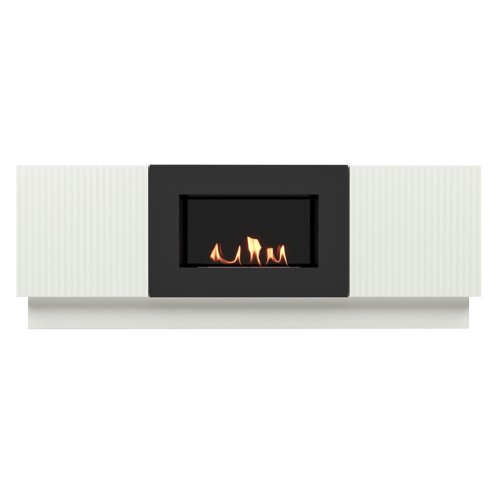 Каминокомплект: Тумба с биокамином Firelight BFP/P-1400L белая+набор керамических дров сосна