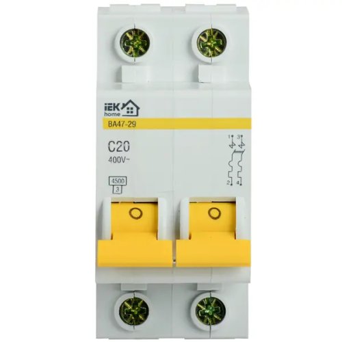 Автоматический выключатель IEK ВА47-29 2P N C20 А 4.5 кА