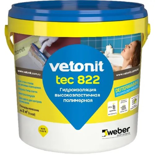 Мастика для гидроизоляции Weber Vetonit Weber.Tec 822 цвет розовый 1.2 кг