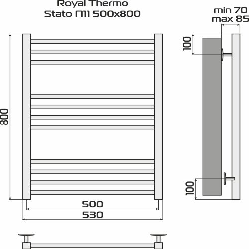 Полотенцесушитель Royal Thermo Statо П11 500х800 стальной