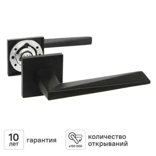 Дверная ручка на розетке KREAFORTA Нева без запирания цвет черный