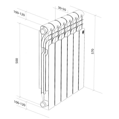 Радиатор алюминиевый Royal Thermo Revolution A 500 - 8 секц.