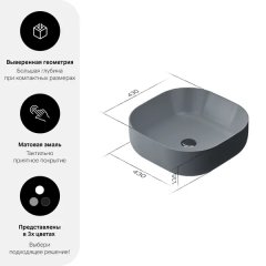 Раковина AM.PM Struktura M9SWCC30430GM накладная 43 см цвет серый
