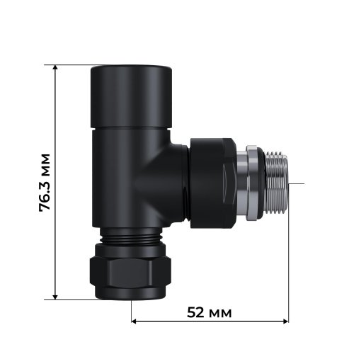Набор термостатический угловой Royal Thermo Design Pro 15мм М30х1,5 (Черный)