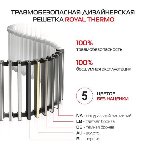 Конвектор внутрипольный Royal Thermo ATRIUM TURBO-110/250/2600-DG-U-BL